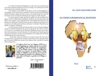 Couverture du livre « Le codex grammatical égyptien » de Har Lors Jean Magloire Some aux éditions Esibla