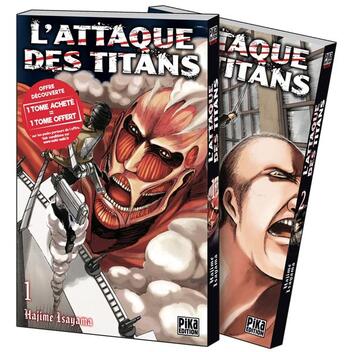 Couverture du livre « L'attaque des titans : Tome 1 et Tome 2 » de Hajime Isayama aux éditions Pika