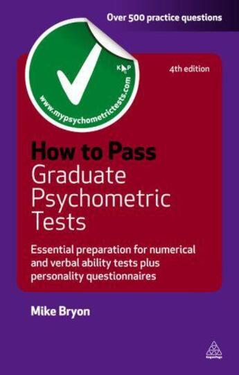 Couverture du livre « How to Pass Graduate Psychometric Tests » de Mike Bryon aux éditions Kogan Page Digital