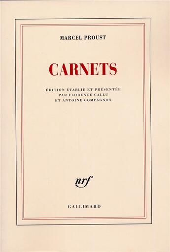 Couverture du livre « Carnets » de Marcel Proust aux éditions Gallimard