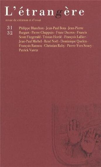 Couverture du livre « Etrangere 31-32 / 2013 » de  aux éditions Lettre Volee