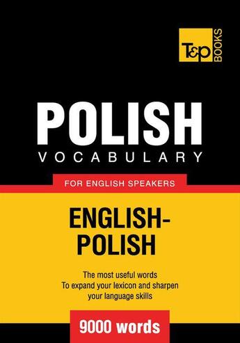 Couverture du livre « Polish Vocabulary for English Speakers - 9000 Words » de Andrey Taranov aux éditions T&p Books