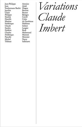 Couverture du livre « Variations Claude Imbert » de Sandra Laugier et Frederique Ildefonse et Claire Brunet et Collectif aux éditions Tp Work Unit