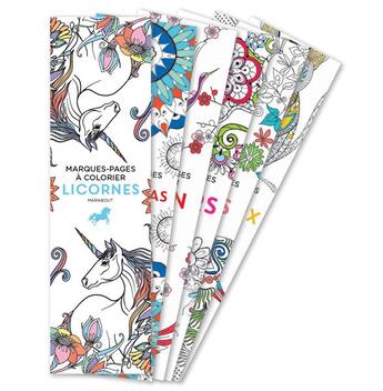 Couverture du livre « Marque-pages à colorier ; licornes » de  aux éditions Marabout