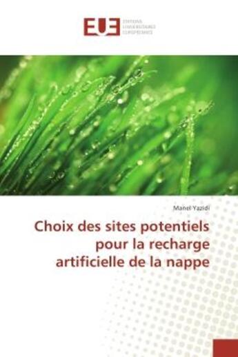 Couverture du livre « Choix des sites potentiels pour la recharge artificielle de la nappe » de Manel Yazidi aux éditions Editions Universitaires Europeennes