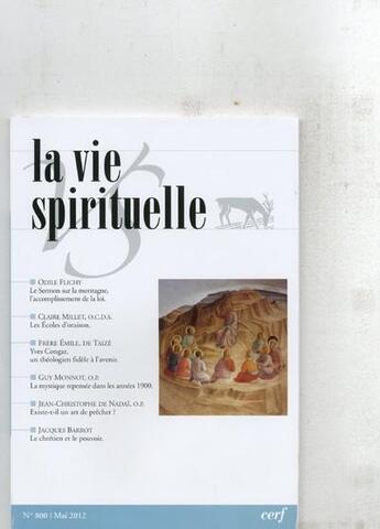 Couverture du livre « La vie spirituelle n 800 » de  aux éditions Cerf