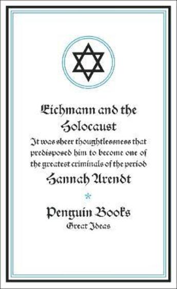 Couverture du livre « Penguin Great Ideas: Eichmann And The Holocaust » de Hannah Arendt aux éditions Adult Pbs