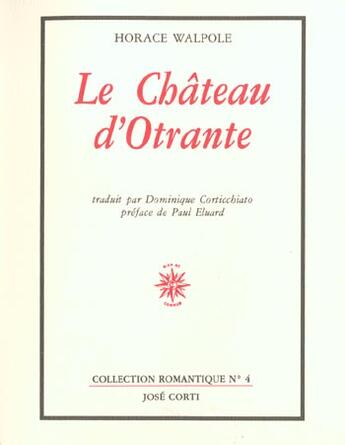 Couverture du livre « Chateau d otrante » de Horace Walpole aux éditions Corti