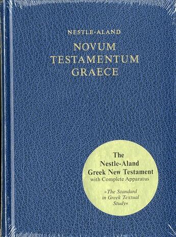 Couverture du livre « Novum testamentum graece le nouveau testament grec 27e edition 1993 » de Nestle Aland aux éditions Deutsche Bibelgesellschaft