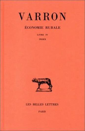 Couverture du livre « Economie rurale Tome 3 ; L3 » de Varron aux éditions Belles Lettres