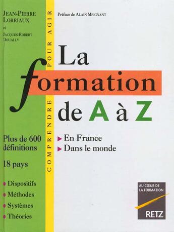 Couverture du livre « Formation De A A Z » de Lorriaux aux éditions Retz