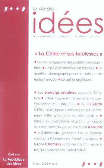 Couverture du livre « La vie des idees - numero 9 - fevrier 2006 » de  aux éditions Republique Des Idees