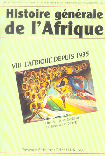 Couverture du livre « Histoire generale de l'afrique t.8 ; l'Afrique depuis 1935 » de  aux éditions Unesco