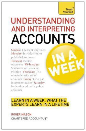 Couverture du livre « Understanding and Interpreting Accounts in a Week: Teach Yourself » de Mason Roger aux éditions Hodder Education Digital