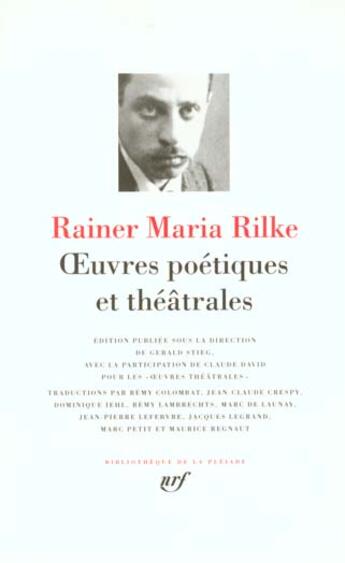 Couverture du livre « Oeuvres poétiques et théâtrales » de Rainer Maria Rilke aux éditions Gallimard