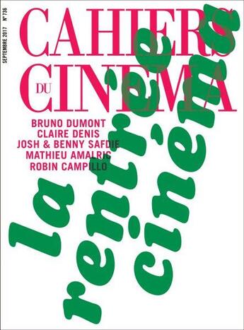 Couverture du livre « Cahiers du cinema n 736 bruno dumont septembre 2017 » de  aux éditions Revue Cahiers Du Cinema