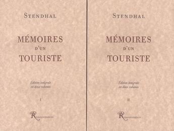 Couverture du livre « Mémoires d'un touriste (vol 1 et 2) » de Stendhal aux éditions Ressouvenances