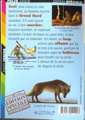 Couverture du livre « L'amour de la vie / negore le lache » de Jack London aux éditions Gallimard-jeunesse