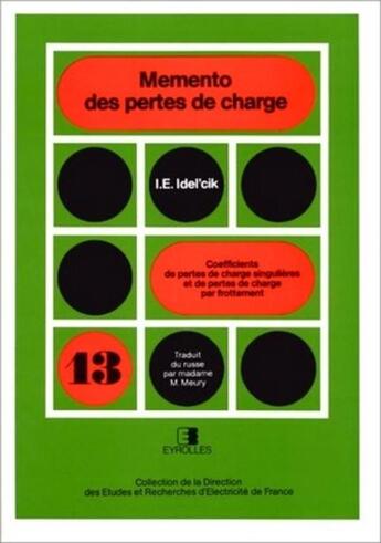 Couverture du livre « Memento des pertes de charges » de Idel'Cik I E aux éditions Edf