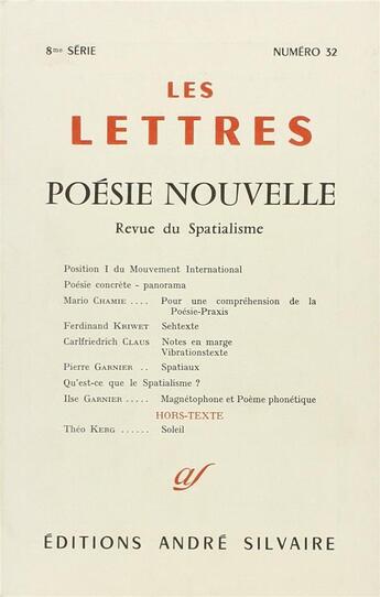 Couverture du livre « Les lettres t.32 ; poésie nouvelle » de  aux éditions Rocher