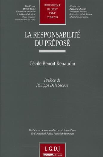 Couverture du livre « La responsabilité du préposé » de Cecile Benoit-Renaudin aux éditions Lgdj