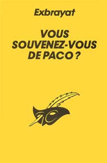 Couverture du livre « Vous souvenez-vous de paco ? » de Exbrayat-C aux éditions Editions Du Masque