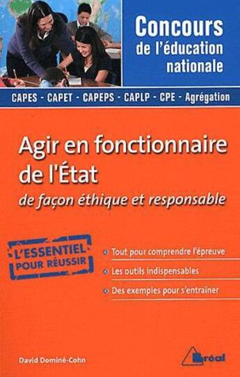Couverture du livre « Agir en fonctionnaire de l'etat » de Domine aux éditions Breal
