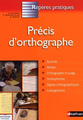 Couverture du livre « Précis d'orthographe » de De Marez/Gonifei aux éditions Nathan