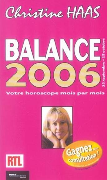 Couverture du livre « Balance » de Christine Haas aux éditions Hors Collection