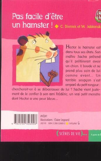 Couverture du livre « Pas facile d'etre un hamster ! » de Bieniek/Jablonski Ch aux éditions J'ai Lu