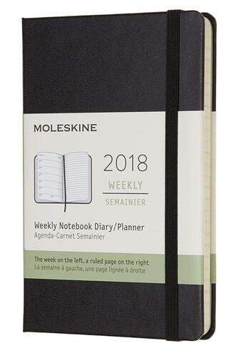 Couverture du livre « Agenda 2018 semainier poche rigide noir » de  aux éditions Moleskine