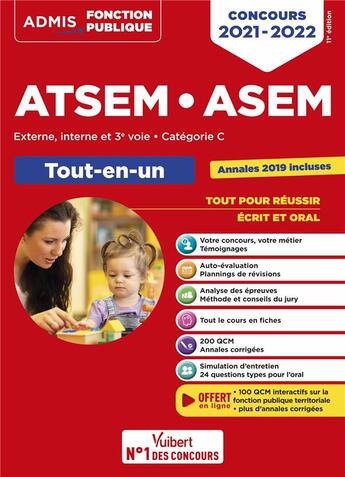 Couverture du livre « Concours ATSEM et ASEM - categorie C - tout-en-un (édition 2021/2022) » de Elodie Laplace aux éditions Vuibert