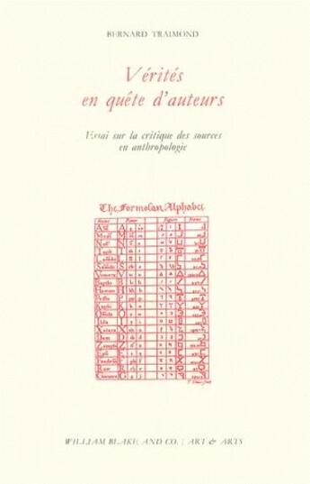 Couverture du livre « Vérités en quete d'auteurs » de Bernard Traimond aux éditions William Blake & Co