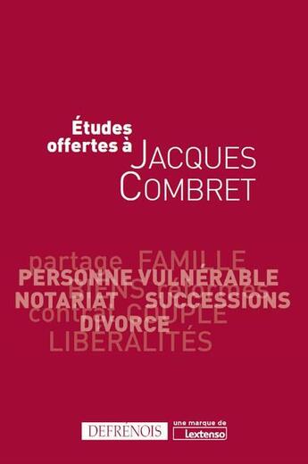 Couverture du livre « Études offertes à Jacques Combret » de  aux éditions Defrenois