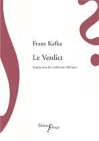 Couverture du livre « Le verdict » de Franz Kafka aux éditions Sillage