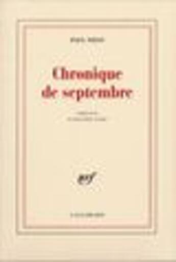 Couverture du livre « Chronique de septembre » de Nizan/Todd aux éditions Gallimard (patrimoine Numerise)