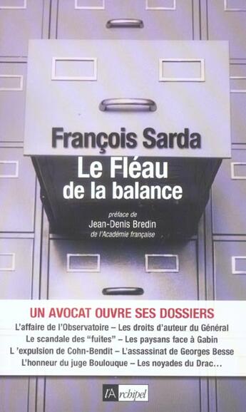 Couverture du livre « Le Fleau De La Balance » de Francois Sarda aux éditions Archipel