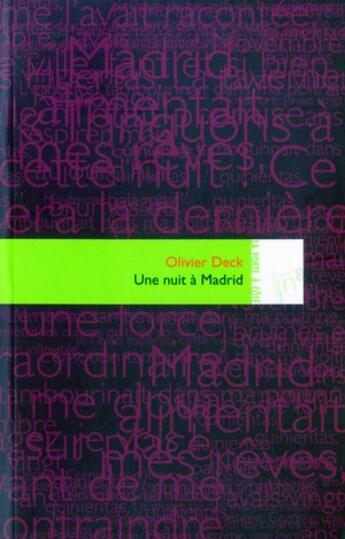 Couverture du livre « Une nuit a madrid » de Olivier Deck aux éditions Editions In8