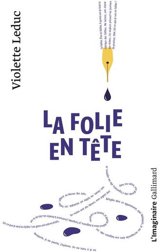 Couverture du livre « La folie en tête » de Violette Leduc aux éditions Gallimard