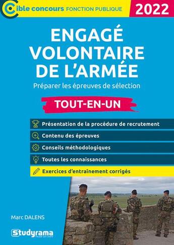 Couverture du livre « Engagé volontaire de l'armée tout-en-un : préparer les épreuves de sélection ; aedition 2022 (édition 2022) » de Marc Dalens aux éditions Studyrama