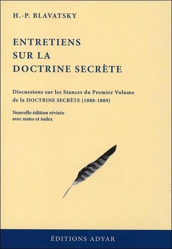 Couverture du livre « Entretiens sur la doctrine secrète » de H.P. Blavatsky aux éditions Adyar