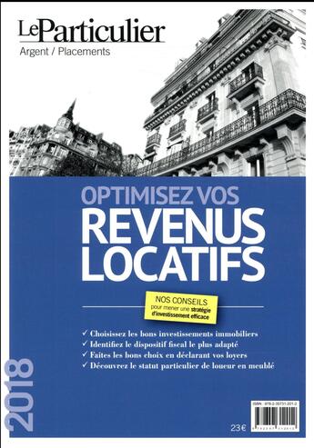 Couverture du livre « Optimisez vos revenus locatifs (édition 2018) » de  aux éditions Le Particulier