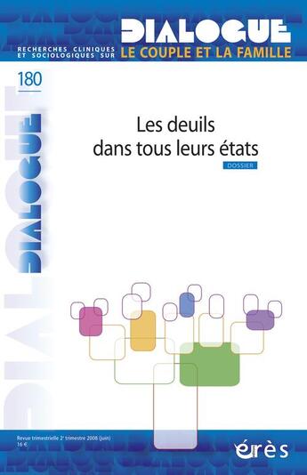 Couverture du livre « Dialogue 180 - Les Deuils Dans Tous Leurs Etats » de  aux éditions Eres