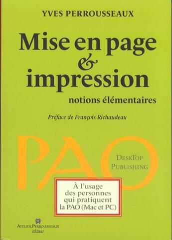 Couverture du livre « Mise en page et impression ; notions élémentaires » de Francois Richaudeau aux éditions Perrousseaux