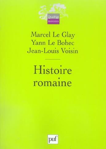 Couverture du livre « Histoire romaine » de Le Glay Marcel / Le aux éditions Puf