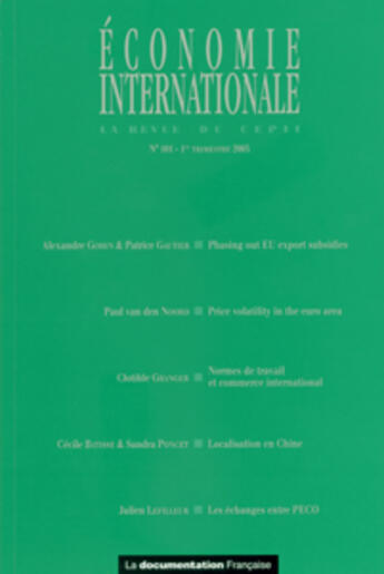 Couverture du livre « Economie internationale n. 101 » de  aux éditions Documentation Francaise