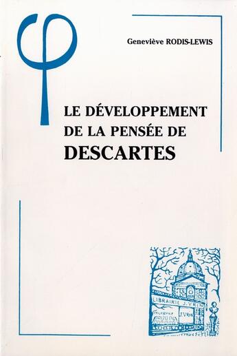 Couverture du livre « Le Developpement De La Pensee De Descartes » de Rodis-Lewis aux éditions Vrin