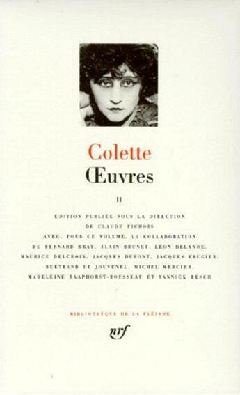 Couverture du livre « Oeuvres Tome 2 » de Colette aux éditions Gallimard