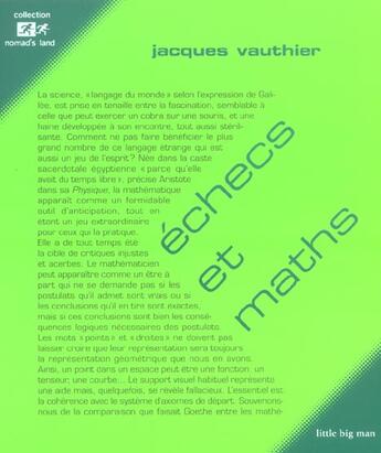 Couverture du livre « Echecs Et Maths » de Jacques Vauthier aux éditions Little Big Man