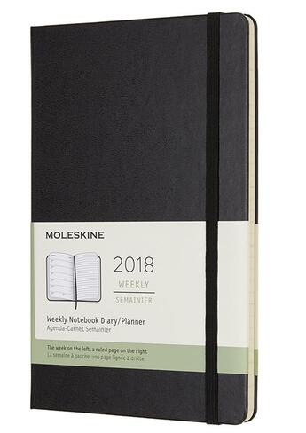 Couverture du livre « Agenda 2018 semainier grand format rigide noir » de  aux éditions Moleskine